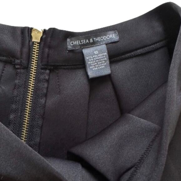 Chelsea & Theodore Skirt Black Inverted Pleat Scuba Midi Skirt Size 10 - Picture 10 of 11
